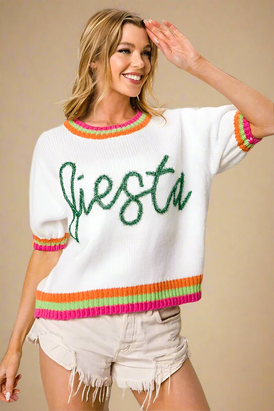 BiBi - Fiesta Knit Sweater in White Multi