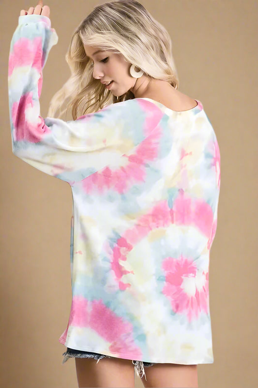 BiBi - Pastel Tie - Dye Long Sleeve Oversized Top