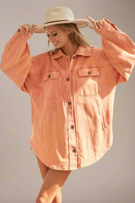 BiBi - Peach Washed Oversized Shacket