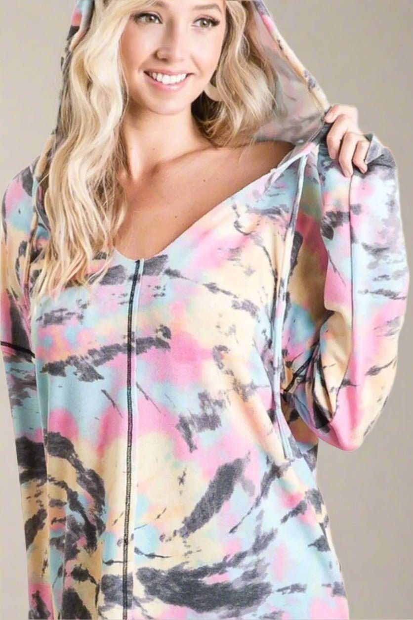 BiBi - Tie - Dye Zip Hoodie – Blue & Pink