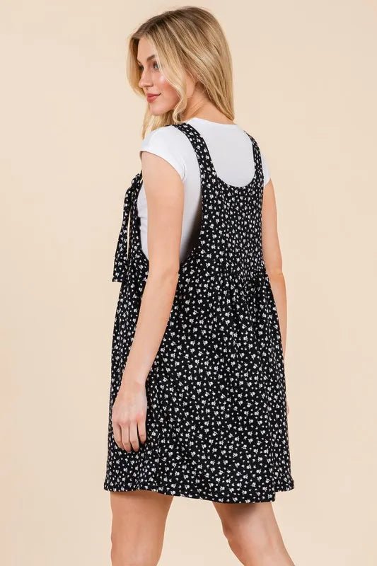 BOMBOM - Black Daisy Print Overall Romper