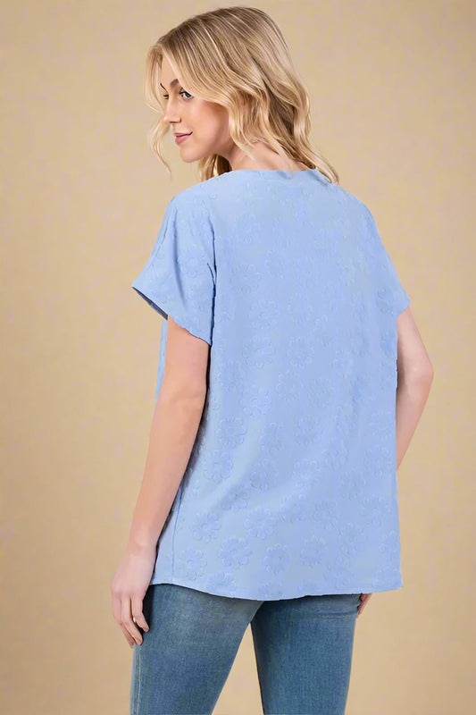 BOMBOM - Periwinkle Embroidered Daisy Tee