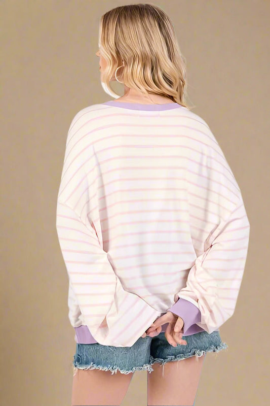 Ces Femme - Blush Pink Striped Sweatshirt