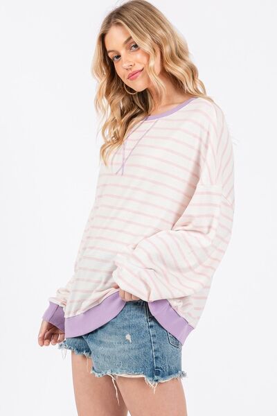 Ces Femme - Blush Pink Striped Sweatshirt
