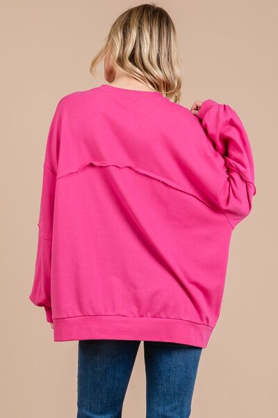 Ces Femme - Exposed Seams Sweatshirt in Fuchsia