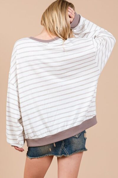 Ces Femme - Striped Sweatshirt in Taupe & Mocha