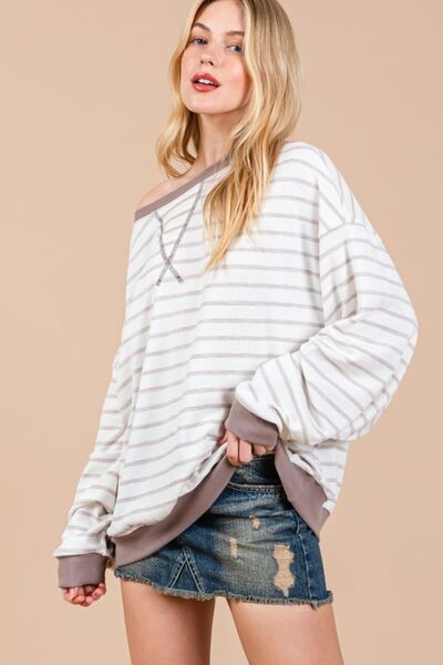 Ces Femme - Striped Sweatshirt in Taupe & Mocha