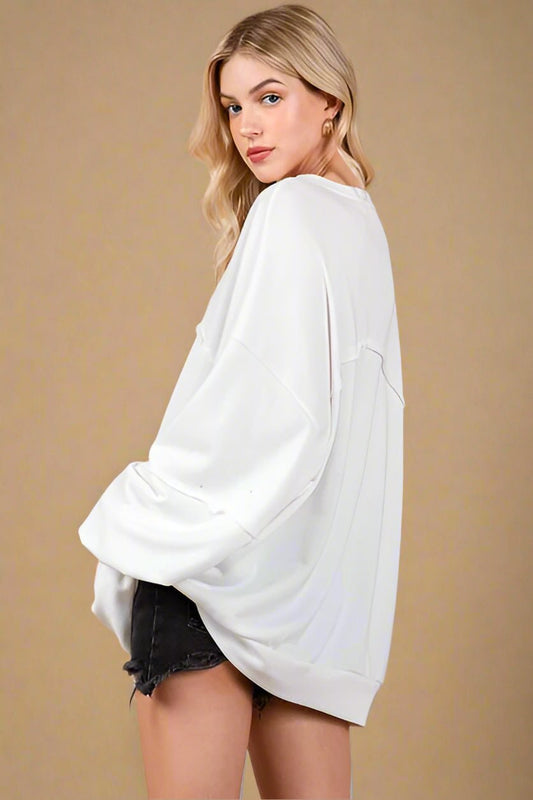 Ces Femme - White Exposed Seams Sweatshirt
