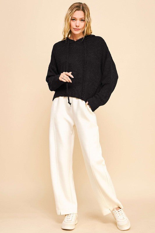 Davi & Dani - Black Long Sleeve Hooded Sweater