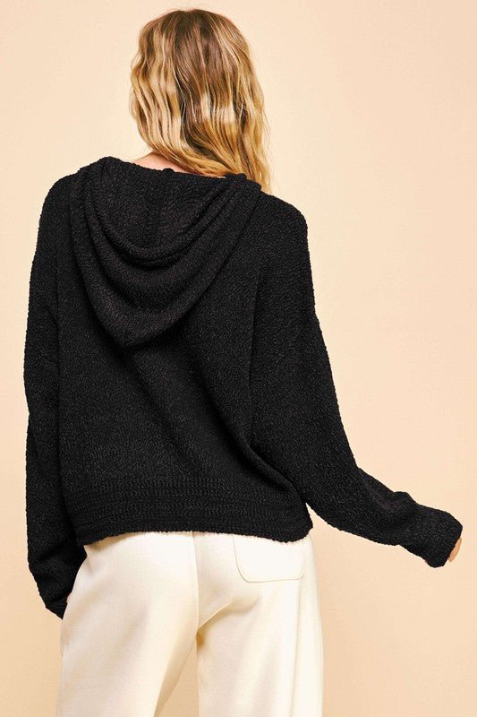 Davi & Dani - Black Long Sleeve Hooded Sweater