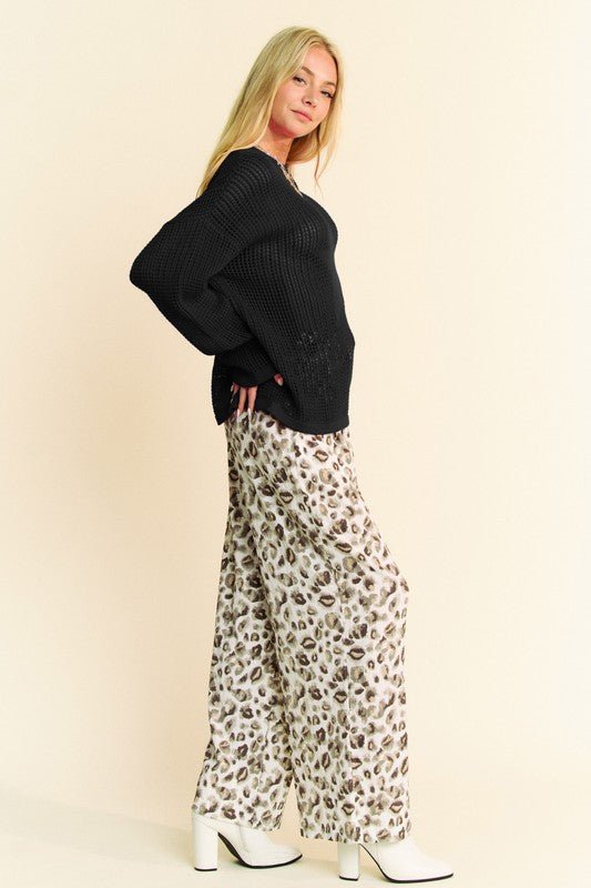 Davi & Dani - Black Star Front Crocheted Knit Top