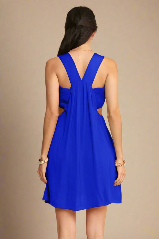 Davi & Dani - Cobalt Blue Cutout Back Mini Dress