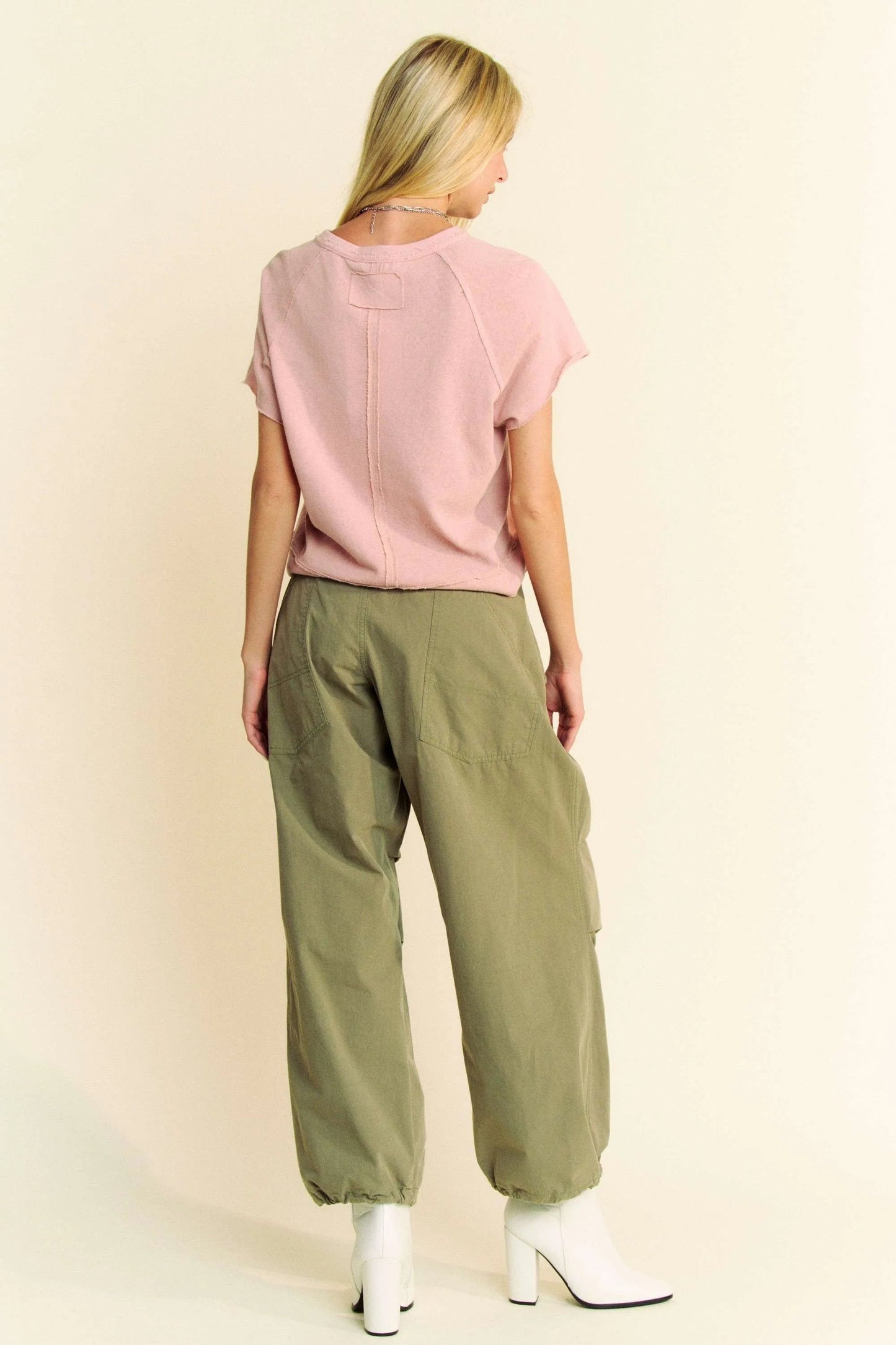 Davi & Dani - Dusty Rose Short Sleeve Henley Top