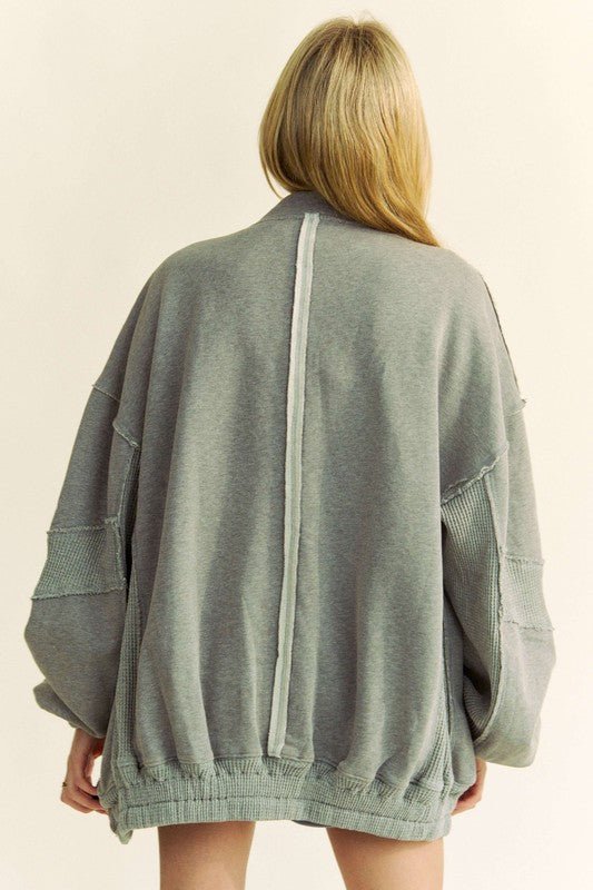 Davi & Dani - Gray Vintage Wash Zip Up Jacket