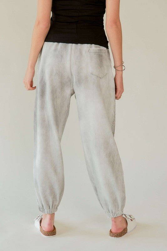 Davi & Dani - Light Gray Rhinestone Encrusted Joggers