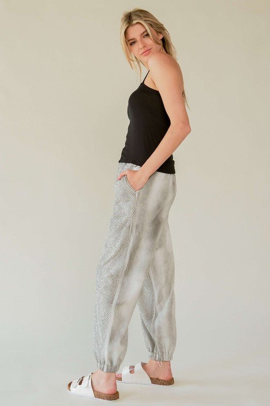 Davi & Dani - Light Gray Rhinestone Encrusted Joggers