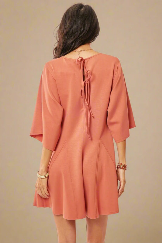 Davi & Dani - Terracotta Wide Sleeve Pleated Romper