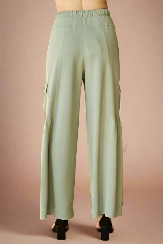 Davi & Dani - Wide Leg Cargo Pants in Sage