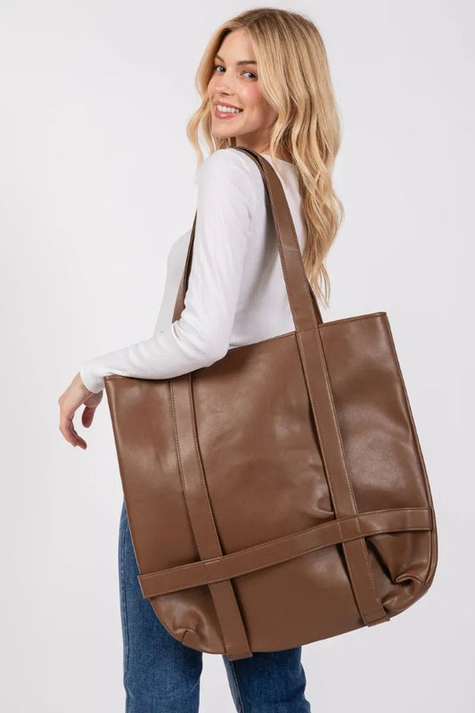 FAME ACCESSORIES - Brown Hat Holder Tote Bag