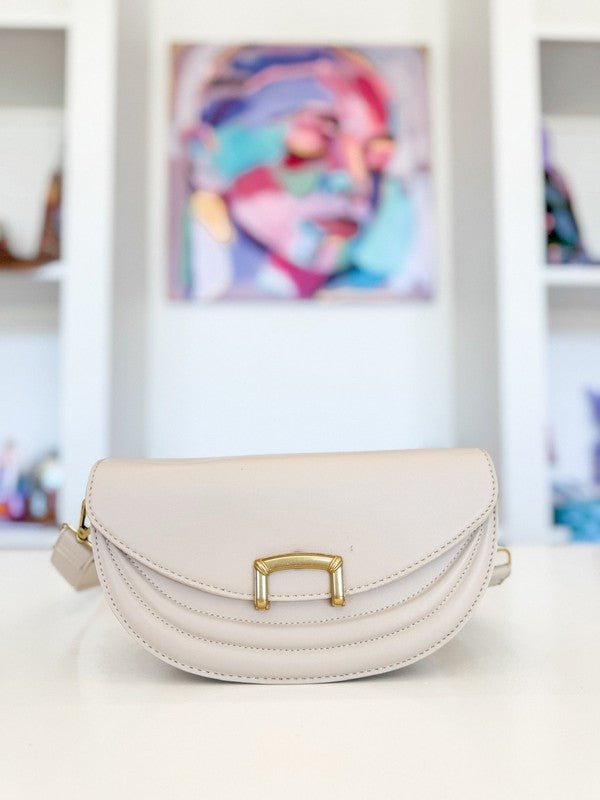 FAME ACCESSORIES - Buckle Closure Crescent Vegan Leather Crossbody Bag