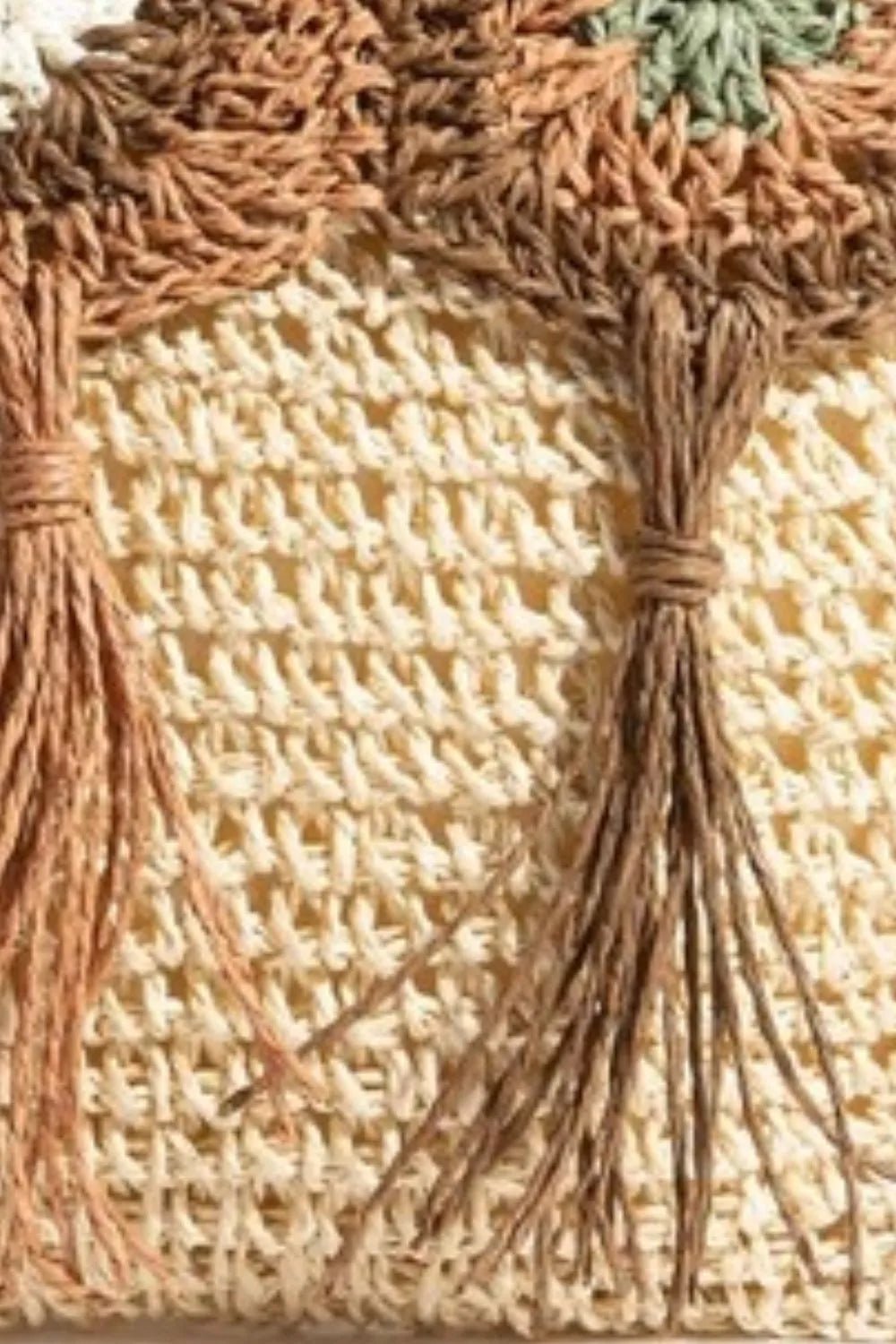 FAME ACCESSORIES - Natural Crochet Tassel Flap Straw Clutch