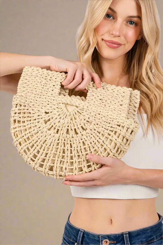FAME ACCESSORIES - Natural Woven Straw Crossbody Bag