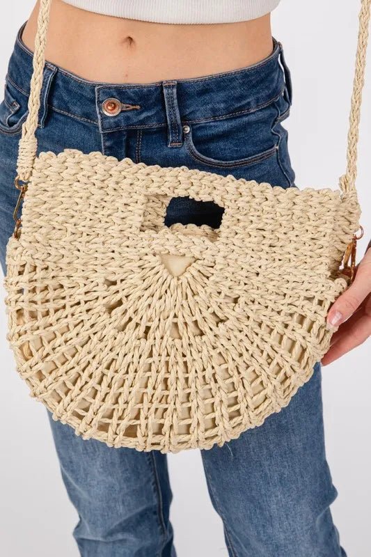 FAME ACCESSORIES - Natural Woven Straw Crossbody Bag