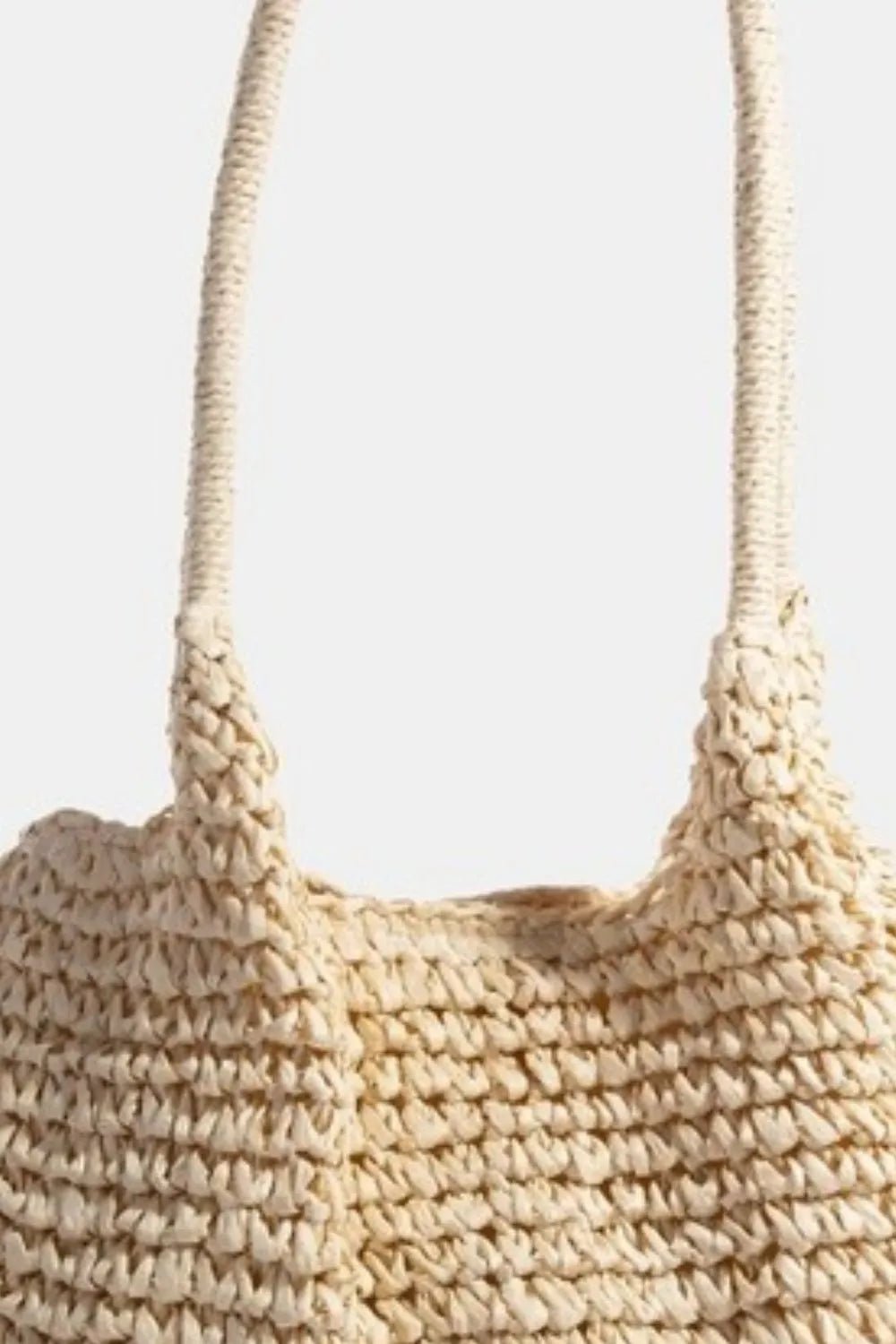 FAME ACCESSORIES - Natural Woven Straw Shoulder Tote Bag