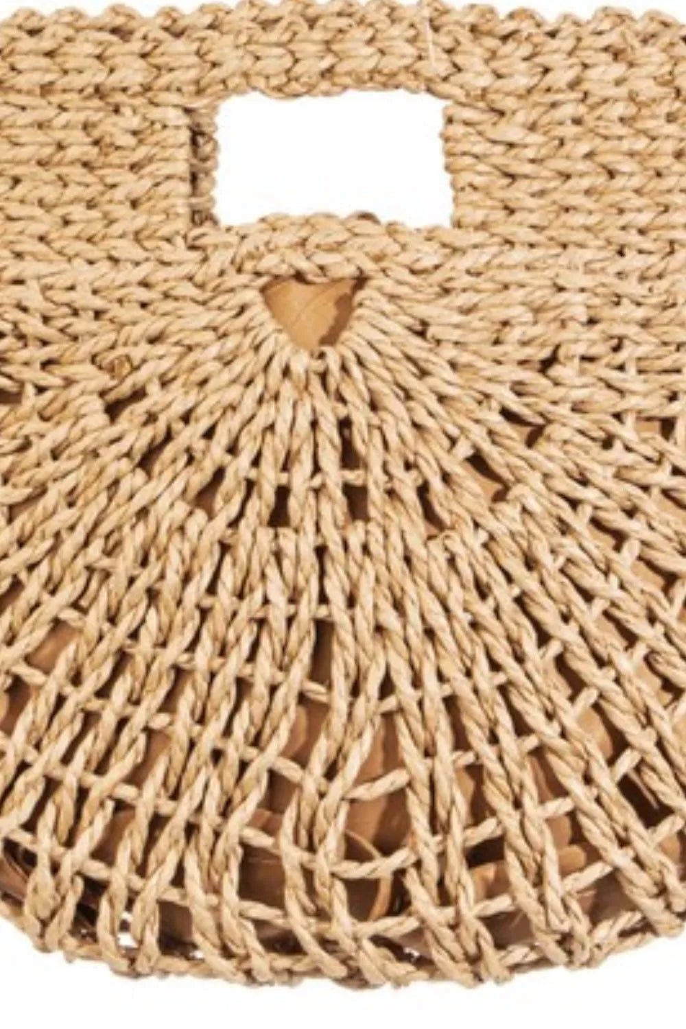 FAME ACCESSORIES - Woven Raffia Fan Crossbody Bag