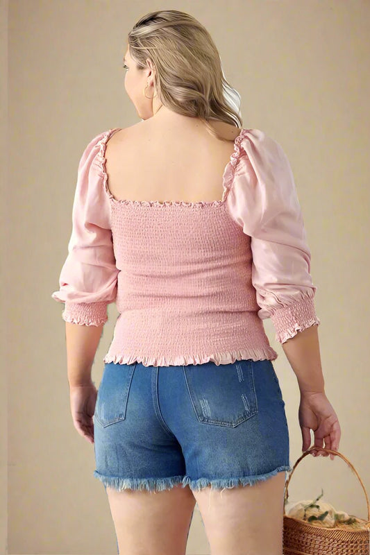 GeeGee - Smocked Puff Sleeve Top – Soft Pink