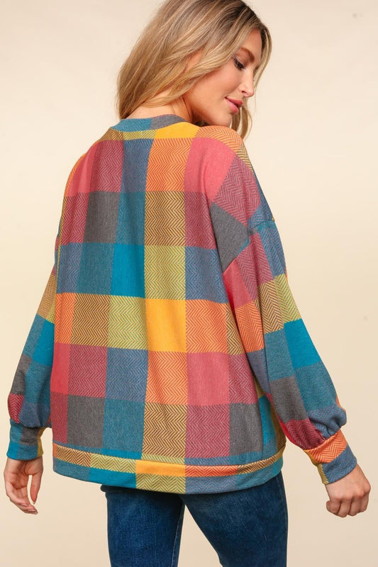 Haptics - Multicolor Contrast Plaid Sweater