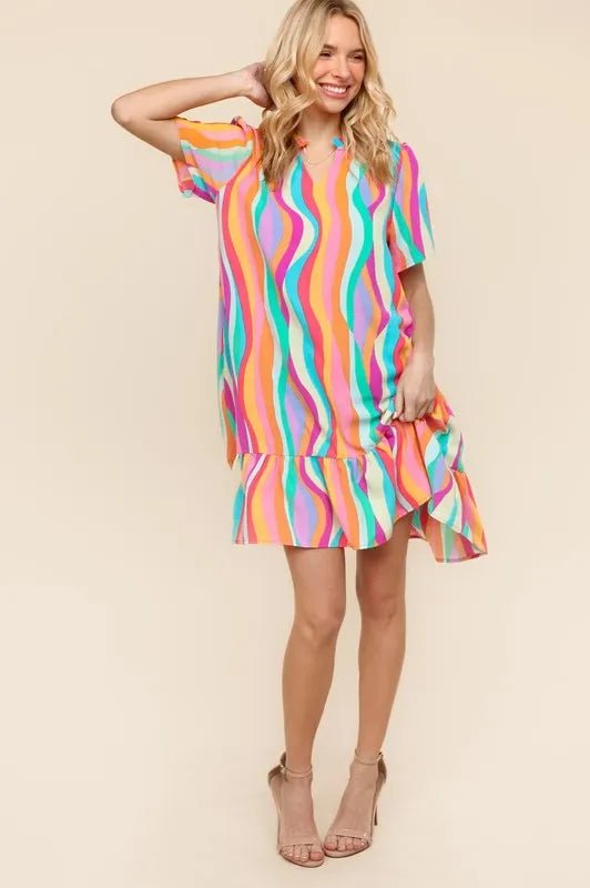 Haptics - Rainbow Swirl Ruffle Mini Dress