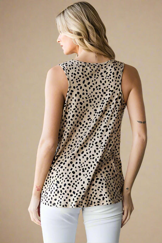Heimish - Black & Khaki Animal Print Sleeveless Top