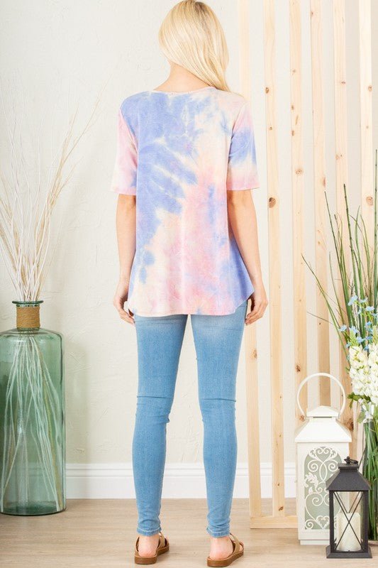 Heimish - Blue & Pink Tie Dye Babydoll Top