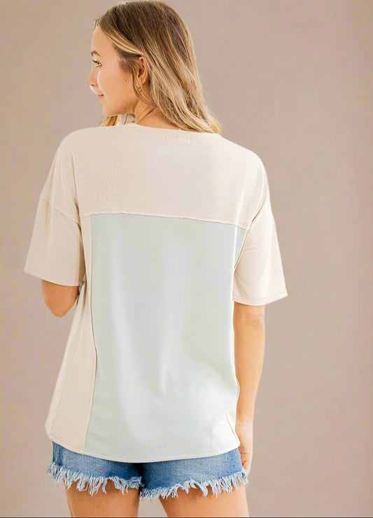 Heimish - Contrast Short Sleeve T-Shirt in Taupe