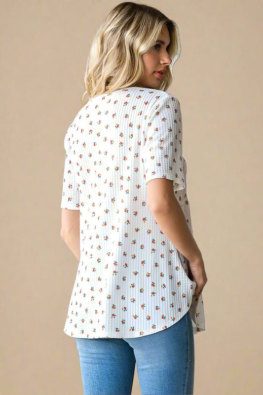 Heimish - Crisscross Ditsy Floral Babydoll Top