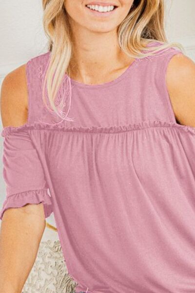 Heimish - Dusty Pink Cold Shoulder T-Shirt