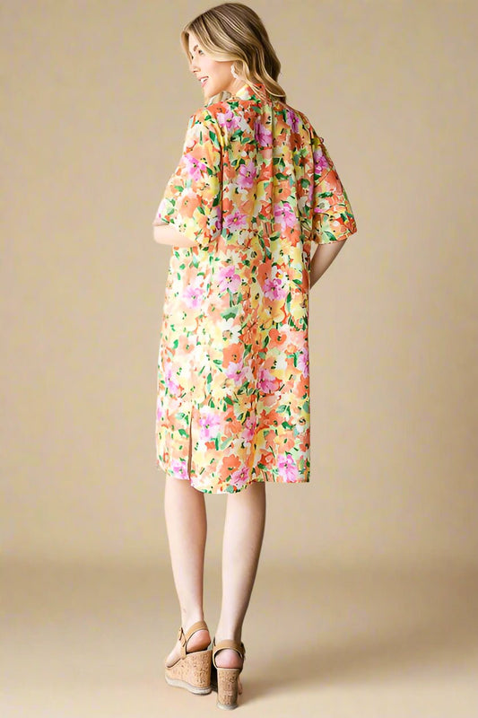 Heimish - Half Sleeve Multicolor Floral Kimono Cover - Up