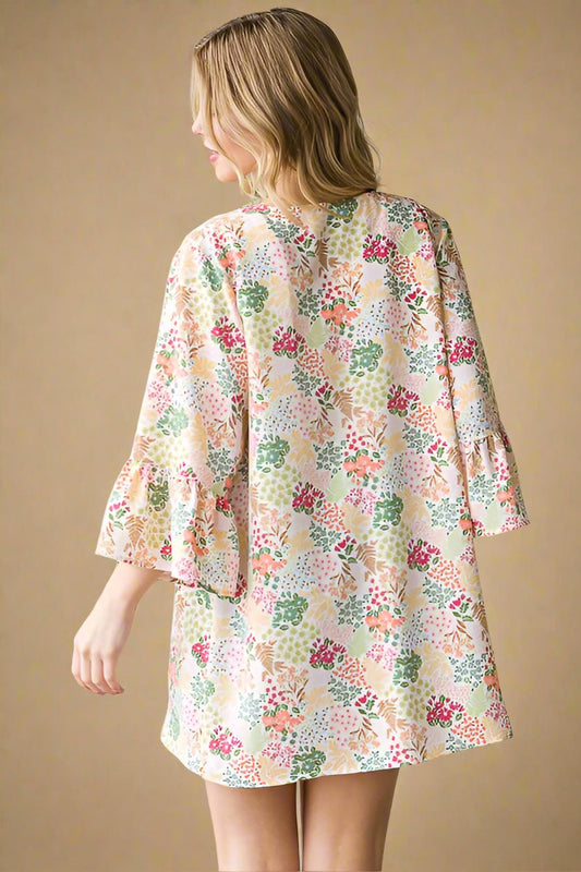 Heimish - Ivory Multicolor Floral Kimono Cover - Up