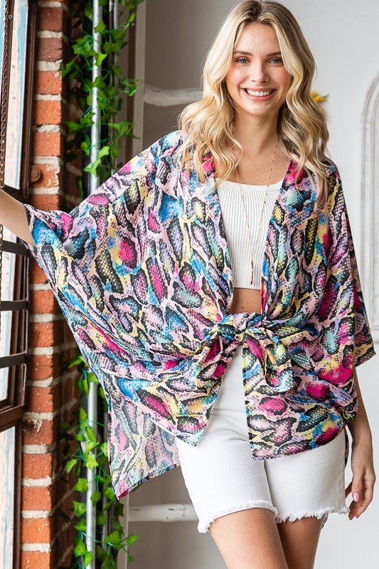 Heimish - Multicolor Snake Print Kimono Top