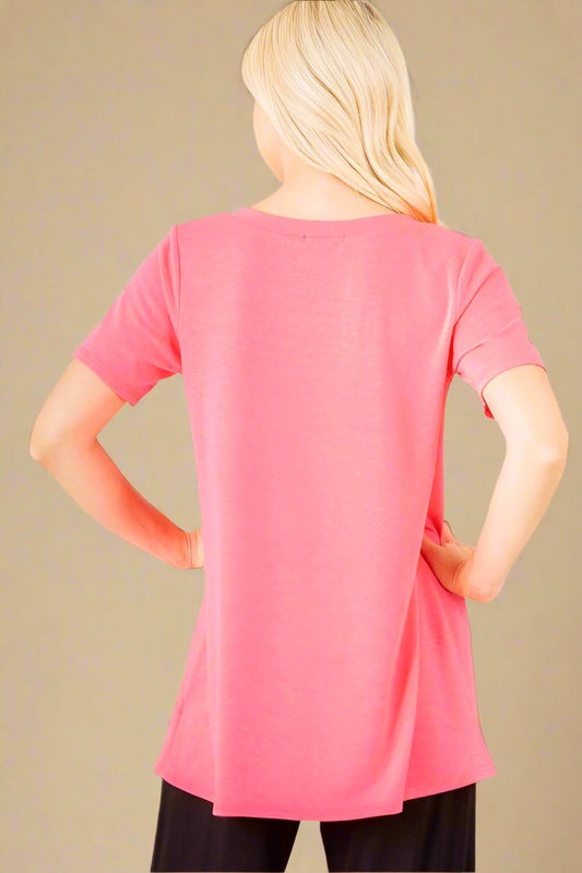 Heimish - Neon Pink Short Sleeve Cutout T-Shirt