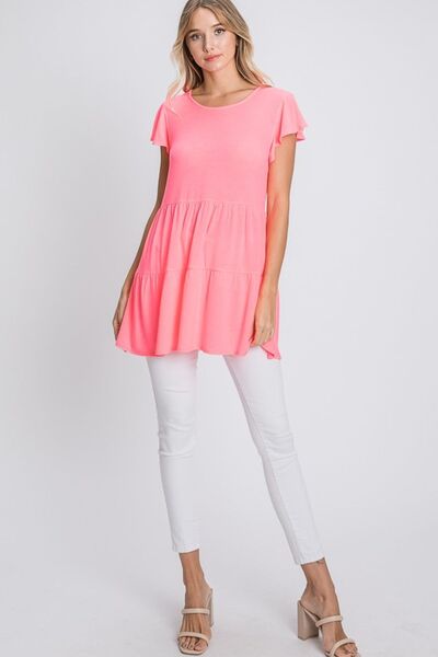 Heimish - Pink Tiered Ruffle Sleeve Top