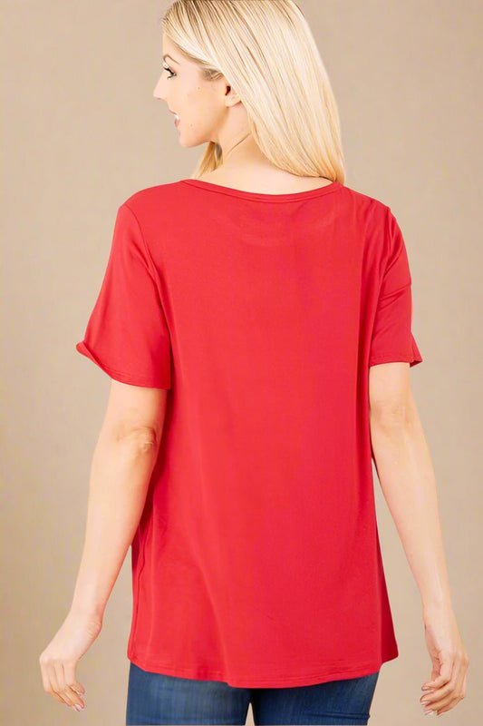 Heimish - Red Leopard Print Lips Graphic T-Shirt