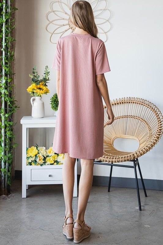 Heimish - Rib Knit Mini Dress in Rose