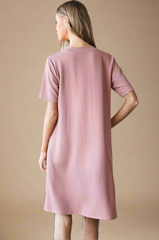 Heimish - Rib Knit Mini Dress in Rose