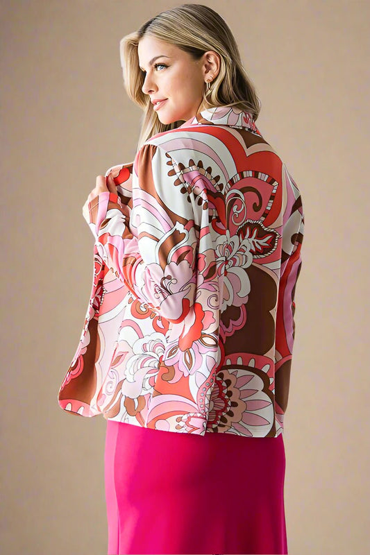 Heimish - Rose & Pink Floral Shawl Collar Blazer