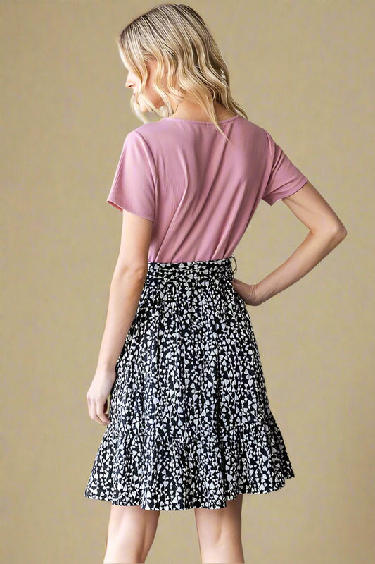 Heimish - Short Sleeve Animal Print Mini Dress in Mauve