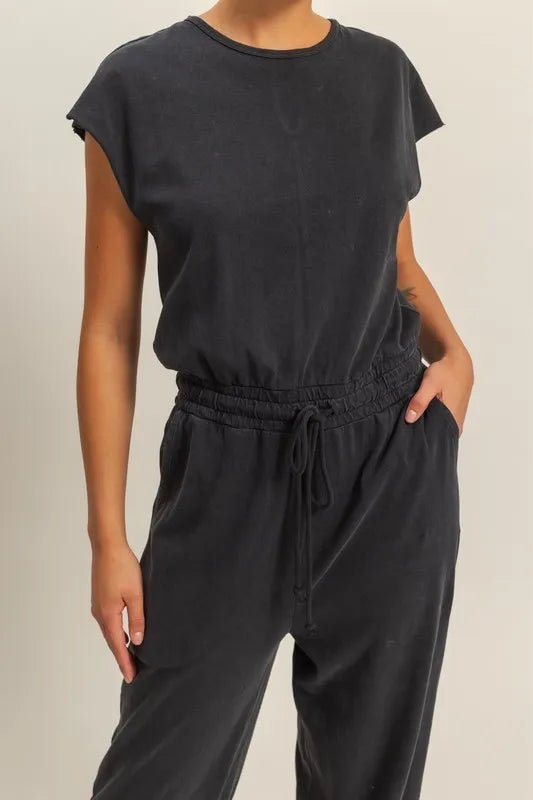 HYFVE - Black Drawstring Lounge Jumpsuit
