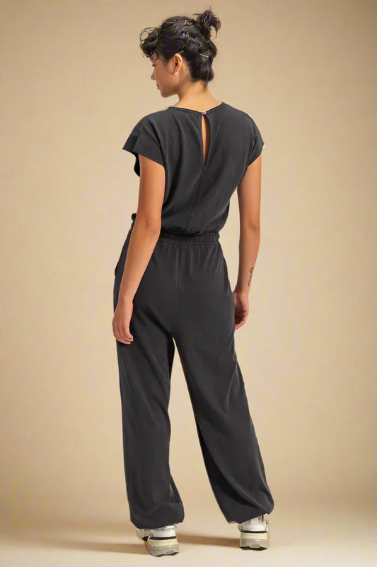 HYFVE - Black Drawstring Lounge Jumpsuit