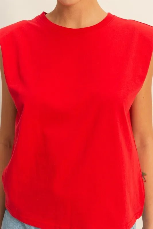 HYFVE - Bold Shoulder Muscle Tee in Cherry Red